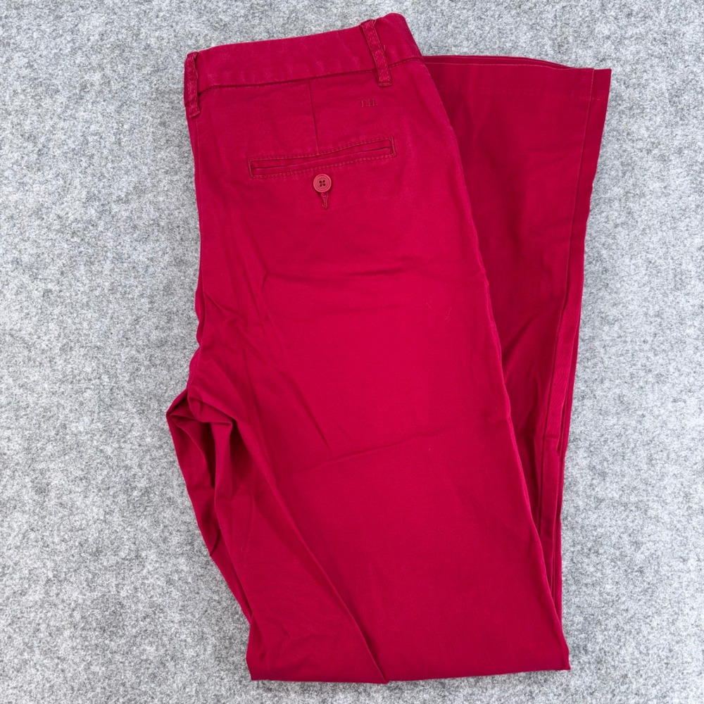 Tommy Hilfiger Womens Red Cotton Blend Stretch Flare Leg Trousers Size 6